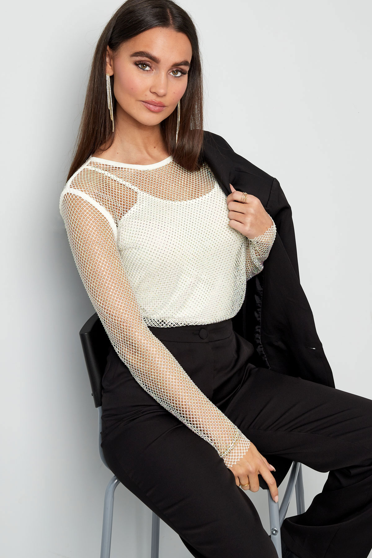 Sparkly long sleeve top - white - L h5 Picture7